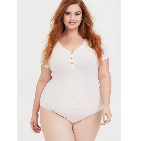 torrid Tops - torrid NWT Rib Henley Bodysuit Off-White 2x